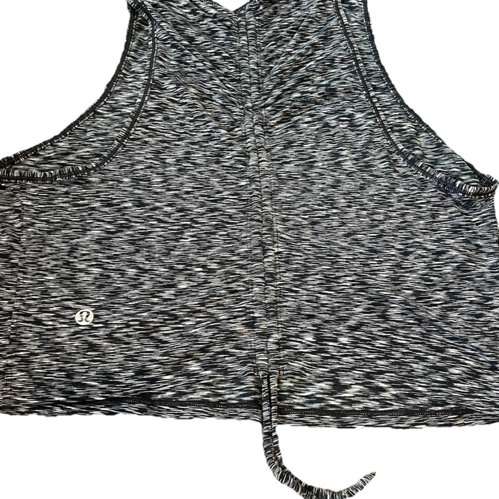 Lululemon Womens 8 Cinch Me Up Tank Spaced Out Space Dye Black/White Crop Active - Picture 2 of 11